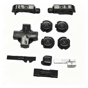 GJX Buttons Color Full Set Replacement, Small Game Consoles, Abxy / D-Pad Direction / L R Shoulder / Power Home / Volume / 3D Switch Button 11 Pcs (Black)