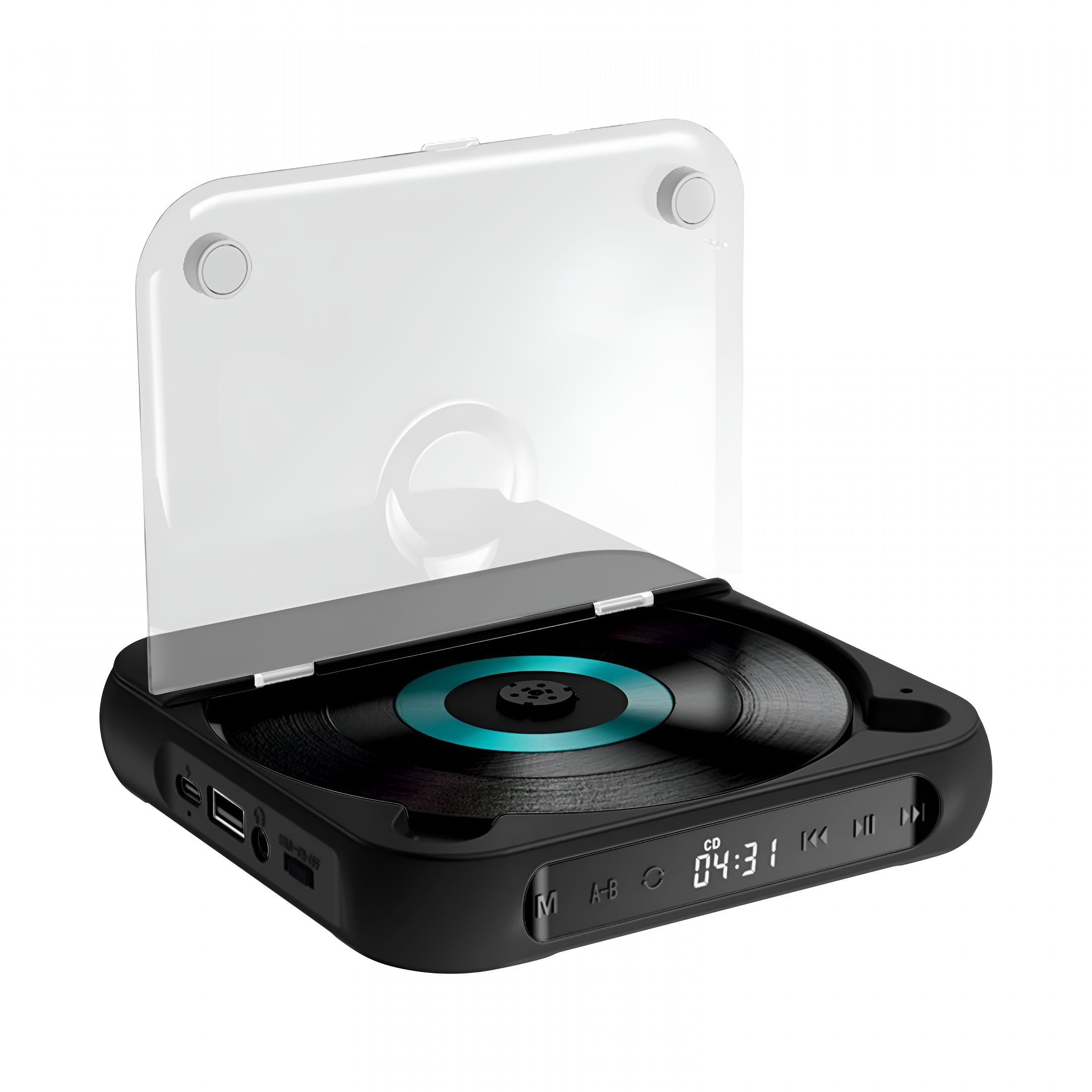 GJX CD Player for Car Portable CD Player with Bluetooth 5.1,Aux,USB,Rechargeable Battery,7-Hour Playback,Shock Protection,LCD Display,Supports CD/MP3,5.31X5.31X0.98 Inches