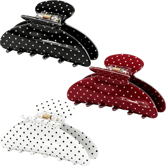 GJX Canitor Polka Dot Hair Clips for Women Claw Clips for Thick Thin ...