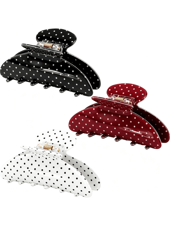 Canitor Polka Dot Hair Clips for Women Claw Clips for Thick Thin Hair Teen Girls Trendy Cute Hair Accessories Polka Dot Claw Clip