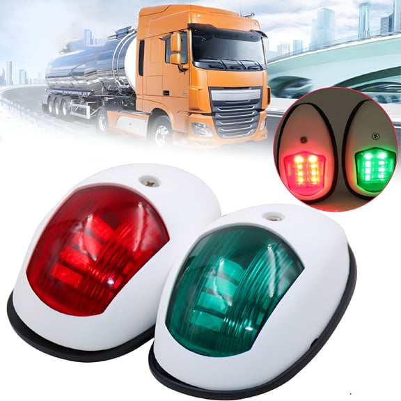 GJX Car Accessories Pair Red & Green 8 LED Navigation Lights Marine Bow Light Lamp for Boat Pontoon
