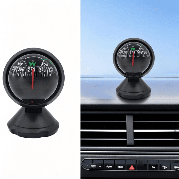 GJX Car Compass Ball,Dash Mount Adjustable Compass Ball with Bottom Stick,Navigation Hiking Direction Pointing Guide Ball for Boat Car Truck Marine Caravan to Find Direction(Black)