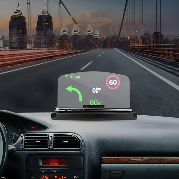 GJX Car Head Up Display-Wireless Fast Charging Hud Projector for Android & Ios-6.3" Mirror Navigation Screen with Anti-Slip Pad,Usb Cable-Abs Black (Compatible with Wireless Charging Phones)