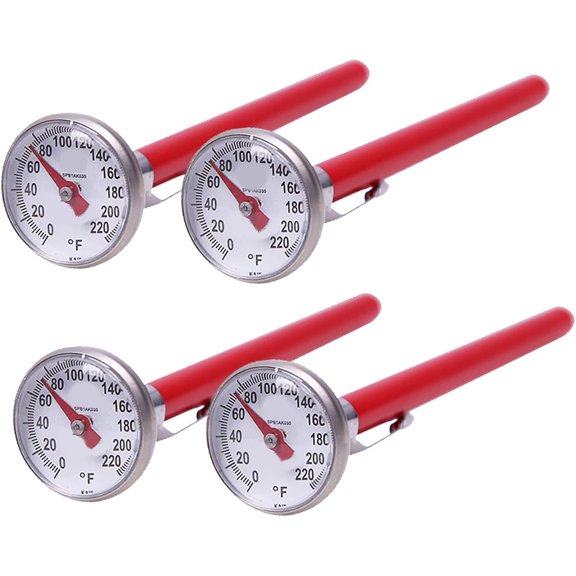 GJX Car Interior Mechanical Thermometer Instant Read 1-Inch Dial Thermometer(4-Pack),Best for The Coffee Drinks,Chocolate Milk Foam