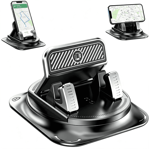 GJX Car Phone Holder 360 Degree Rotation, Dashboard Cell Phone Holder, Non-Slip Navigation Bracket, Universal for Cars, Phone Mount (Textured (1Pcs))