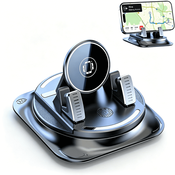 GJX Car Phone Holder 360 Degree Rotation,New Dashboard Phone Holder,Adjustable Universal Car Phone Mount for Car Magnetic Interior Navigation Mount for Drivers (1Pc)