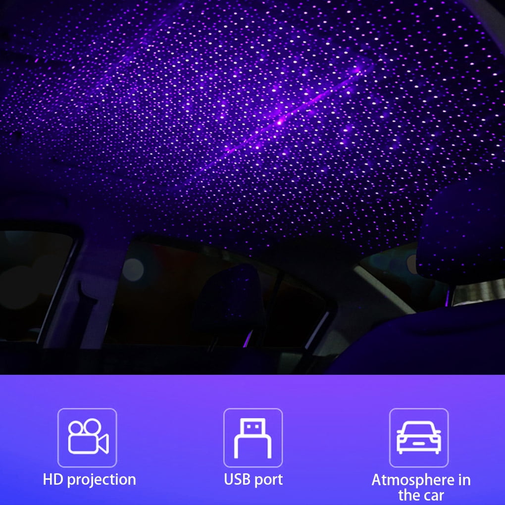TureClos Car Roof Projection Light USB Portable Adjustable LED Atmosphere Light Interior Ceiling Projector, Purple Blue Light