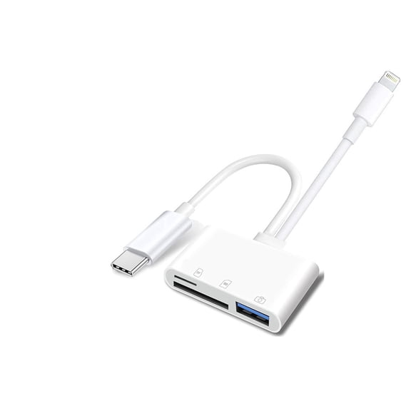 GJX Card Reader Dual Port Sd Card Adapter,Memory Card Reader for Camera Adapter,Support Sd,Micro Sd,No App Required,Plug and Play