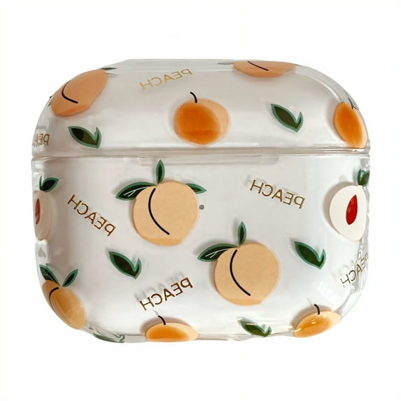 GJX Case Cover Fits for Airpods Pro 2,Pc Hard Case Compatible with Airpod Gen 2,Peach Pattern Clear Case for Airpod Pro,Style4