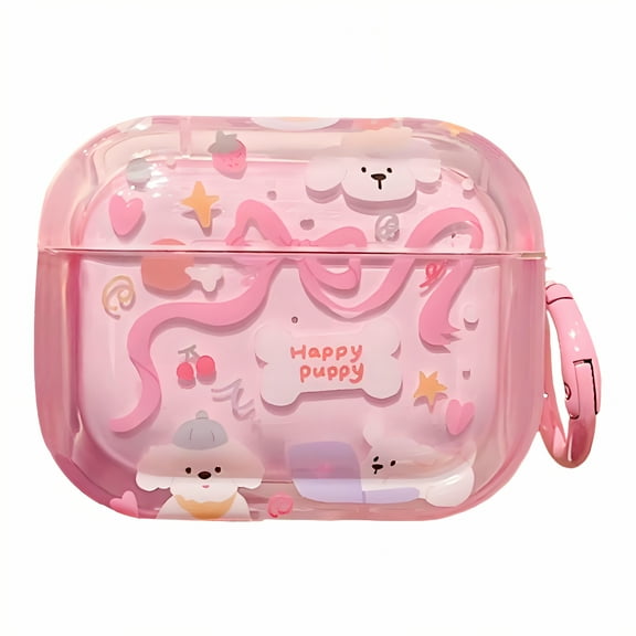 GJX Case Cover Fits for Airpods Pro 2,Tpu Covering Case Compatible with Airpod Gen 2,Puppy Pattern Pink Transparency Case for Airpod Pro