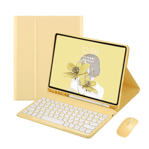 GJX Case for Ipad 10Th Generation with Keyboard Rich Shortcuts for Ipad Case with Keyboard Bluetooth Mouse Magnetic Detachable for Ipad Case 10Th Generation Yellow