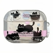 GJX Case for Airpods Pro 2nd Generation,Elastic Tpu Protective Case Compatible with Airpods Pro 2,Black Cat Charm Transparent Case for Airpod Pro