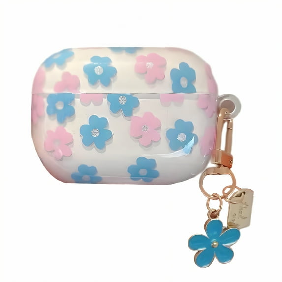 GJX Case for Airpods Pro 2nd Generation,Soft Tpu Protective Cover for Airpods Pro 2 Case,Spring Floral Clear Case for Airpod Pro,Blue