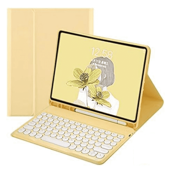 GJX Case for Ipad 10Th Generation with Keyboard Liquid Fabric for Ipad Case with Keyboard Detachable Keyboard for Ipad Case 10Th Generation Yellow