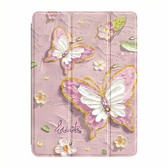 GJX Case for Ipad Air 11 Inch with Pencil Holder,Silicone Rubber Cute Case for Ipad,Feather Touch Case for Ipad Air,Pink