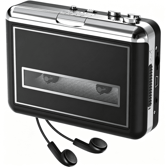 GJX Cassette Player - Compact Tape Player Portable Recorder with Earphone - Convert Audio Music Cassette to MP3 Digital, Compatible with Laptop/PC - for Entertainment