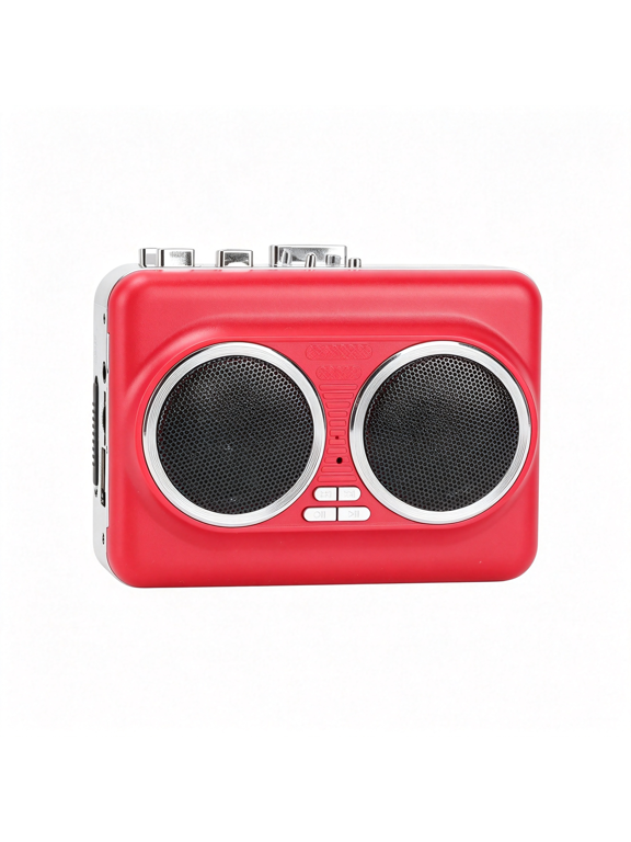 Cassette Tape Player, Portable Cassette to Digital Converter, Built in Speaker, Walk Man Player, Usb Cassette to Mp3 Converter with 3.5Mm Headphone Jack & Earphones (Red)