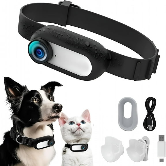 GJX Cat Camera Collar with Video Recording, Mini HD Pet Action Camera with 170 Wide Angle Lens, Lightweight Body Cam for Cats Dogs, No WiFi Needed, Adjustable Angle for Indoor Outdoor Use