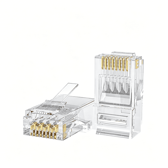 GJX Cat6 Rj45 Connectors,100-Pack Cat6 Rj45 Ends,Ethernet Cable Crimp Connectors Utp Network Plug for Solid Wire and Standard Cable,Transparent