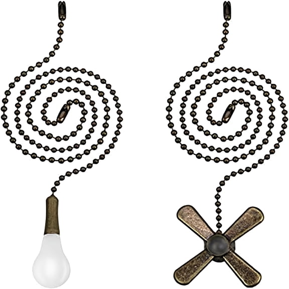 GJX Ceiling Fan Pull Chain,24Inch Extra Long with Decorative Frosted Glass Bulb and Fan Cord,Fit All Standard 3Mm Diameter Ceiling Fans(Dark Antique)