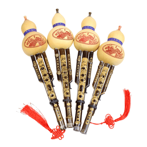 GJX Chinese Handmade Black Bamboo Clear Audio Hulu Flute Easy to Blow Children'S Musical Instruments Style
