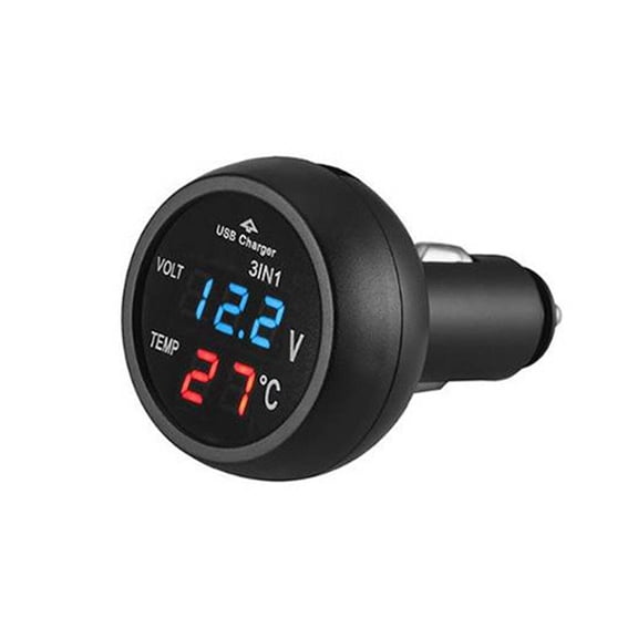 GJX Cigarette Lighter Adapter,3-In-1 Multifunctional Design Cigarette Lighter Socket,Usb Fast Charging Car Voltage Meter Cigarette Lighter Usb Charger,Blue Red