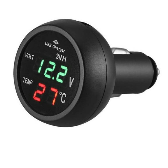 GJX Cigarette Lighter Adapter,Thermometer Cigarette Lighter Socket,Space-Saving and Practical Smart Fast Charging Technology Cigarette Lighter Usb Charger,Green Red