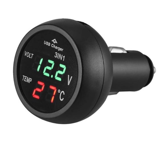 GJX Cigarette Lighter Adapter,Thermometer Cigarette Lighter Socket,Space-Saving and Practical Smart Fast Charging Technology Cigarette Lighter Usb Charger,Green Red for Car,SUV,Truck,RV,Marine