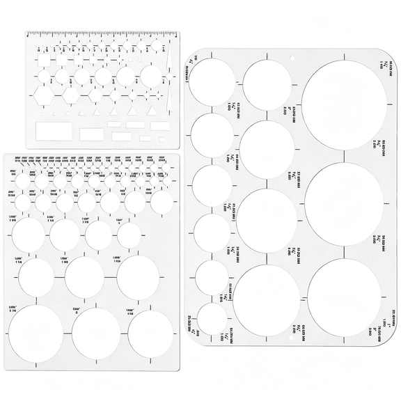 GJX Circle Template Round Stencil Templates for Drafting for Office and School Building Formwork Drawings,Large and Small Size,3 Pack
