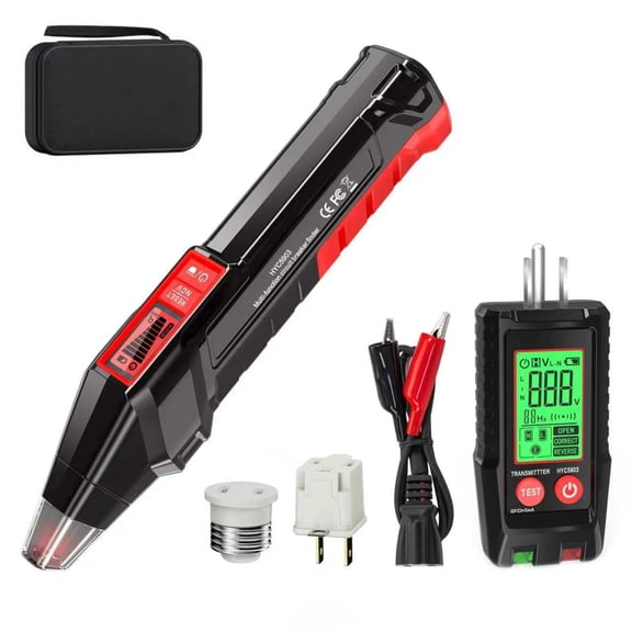 GJX Circuit Breaker Finder Kit, Lcd Breaker Finder Tool with Gfci Outlet Tester, Ncv Test, Flashlight, Carry Case and Adapters for 90 to 250 Volt Ac Home Circuits