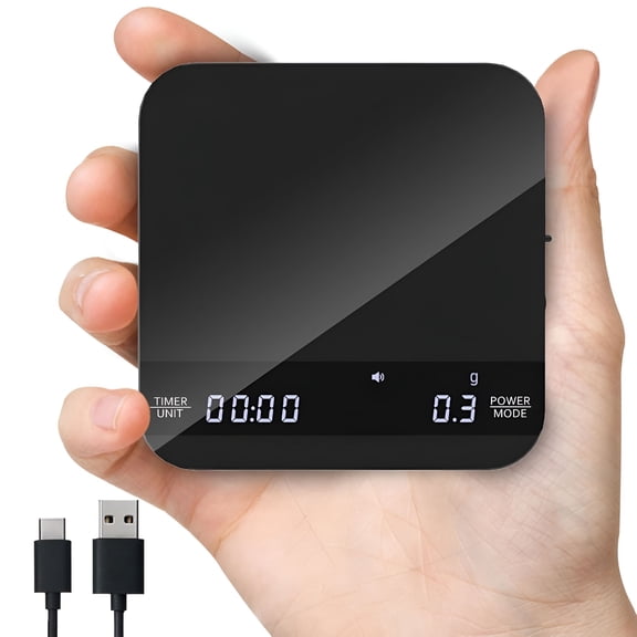 GJX Coffee Scale with Auto Timing,Mini Rechargeable Espresso Scale with Timer,2Kg/0.1G High Precision Scale for Espresso and Pour-Over Coffee with Brewing Assist Modes