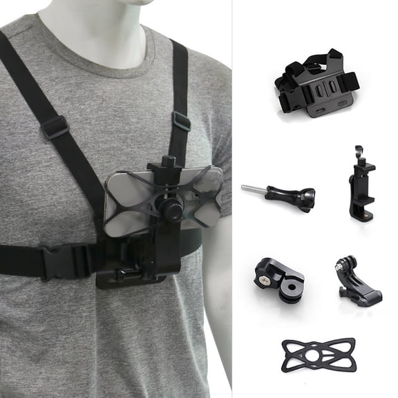 GJX Comfort Chest Harness Elastics 360 Rotations Phone Chest Mount Belt for Long Duration Wear During Activity