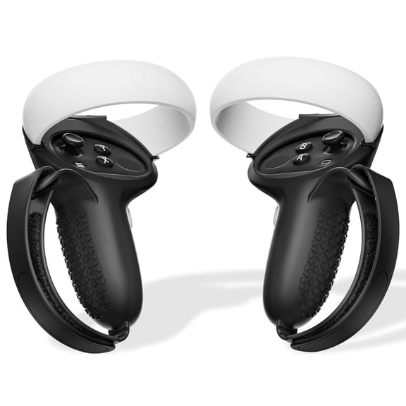 GJX Comfort Controller Grips Cover Compatible with Meta Quest 2 Accessories-All-Silicone Construction,Controller Grips for Oculus Quest 2 with Adjustable Knuckle Straps Protector