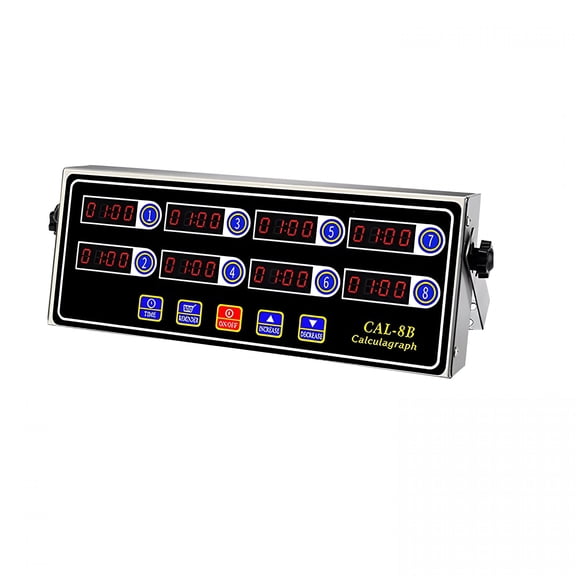 GJX Commercial 8 Channels Digital Kitchen Timer,Stainless Steel Calculagraph Timer with Loud Alarm for Restaurant,Clock Reminder on Multiple Events