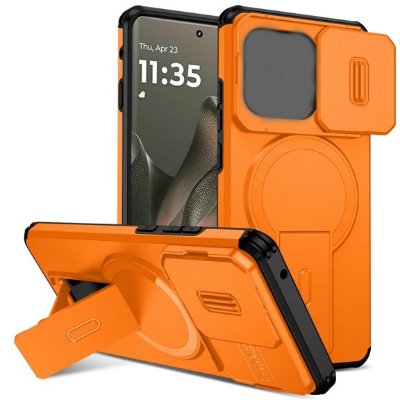 GJX Compatible with Edge 2025 Orange Phone Holder, Magnetic Protective Phone Case Wallet Phone Case