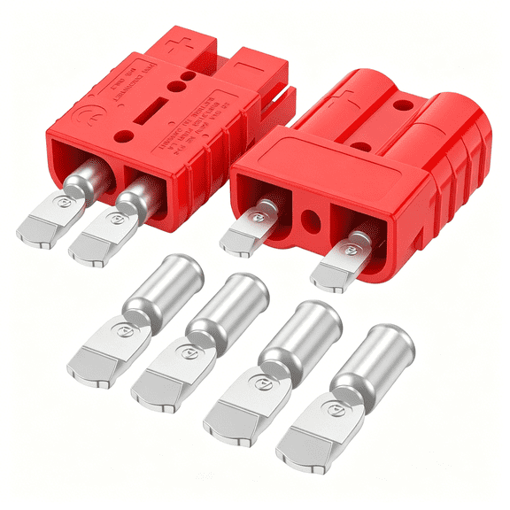 GJX Connector 50A 600V Battery Quick Connect/Disconnect for 6-12 Awg Cables,Plug for Winch,Trailer,Rv,Forklift (Red,2 Pcs)