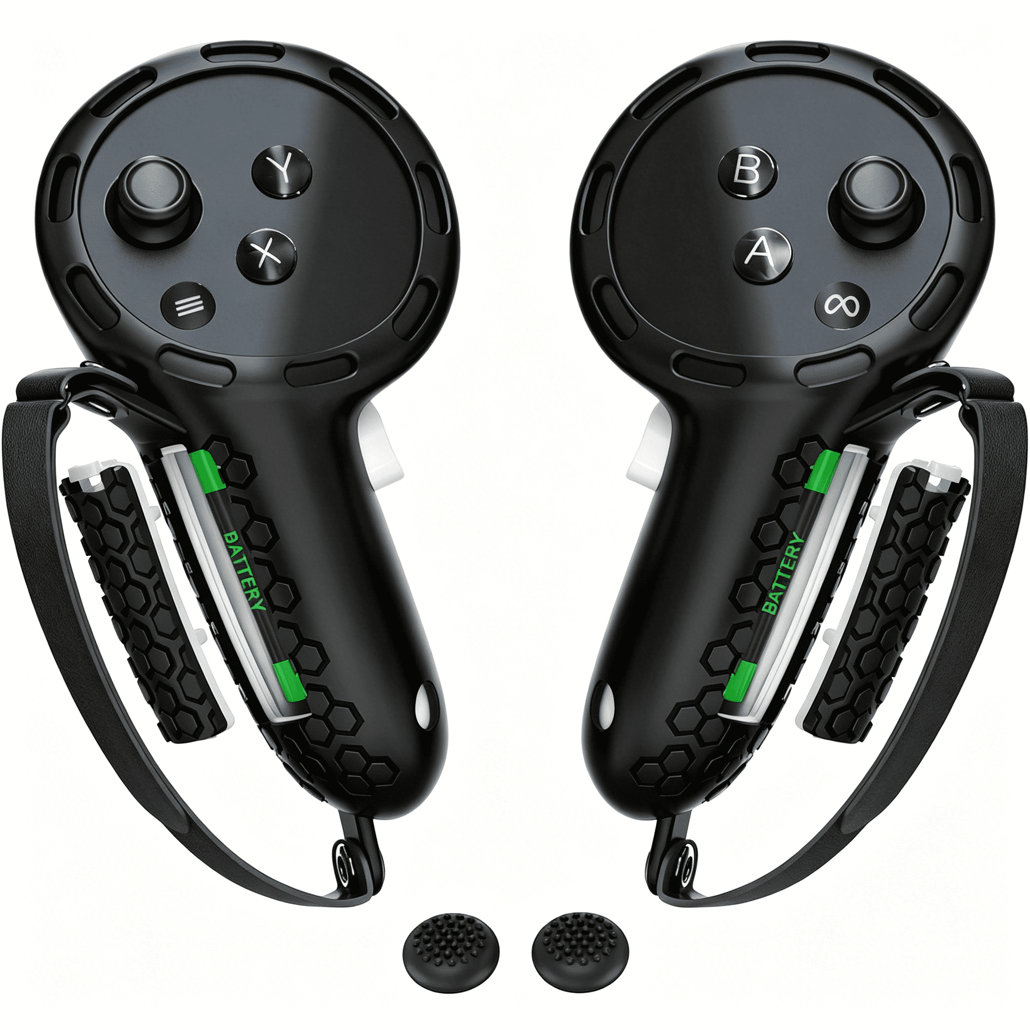 GJX Controller Grips Compatible with Meta Quest 3S Quest 3 Controllers Straps Knuckle Hand Strap with Battery Opening Co