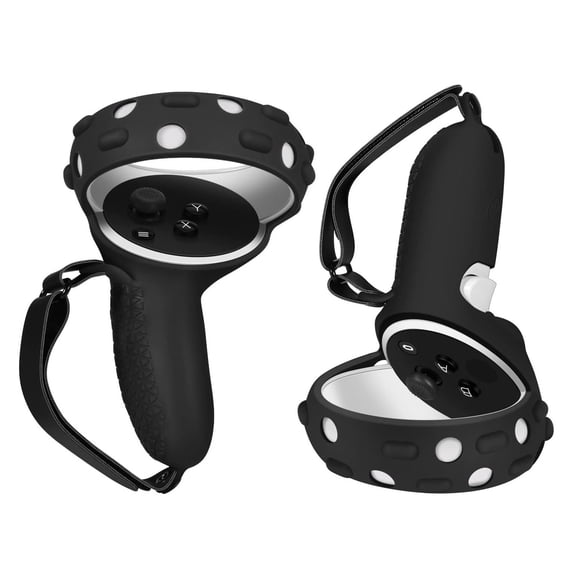 GJX Controller Grips Cover for Quest 2 / Quest 2 Knuckle Strap Vr Touch Controller Hand Grip Cover Protector Sleeve with Anti-Throw Adjustable Straps (Black)