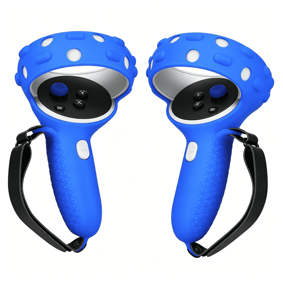 GJX Controller Grips Cover for Quest 2 / Quest 2 Knuckle Strap Vr Touch Controller Hand Grip Cover Protector Sleeve with Anti-Throw Adjustable Straps (Blue)