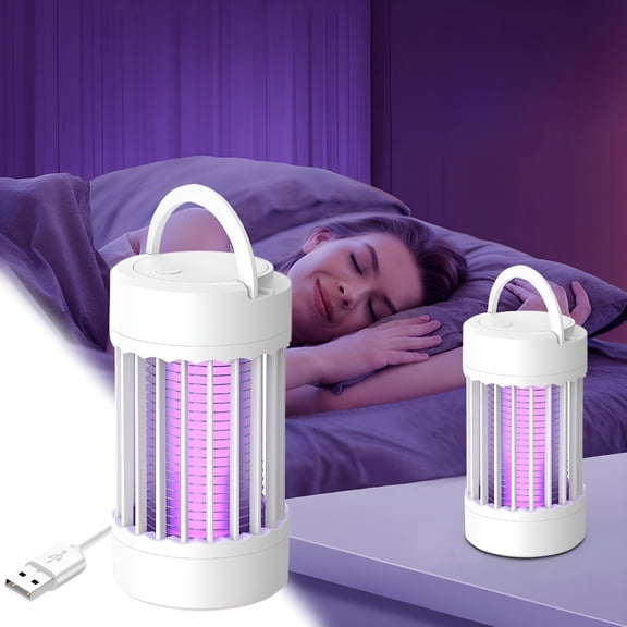 GJX Cordless Bug Zapper, Rechargeable Waterproof Mosquito Trap, Electric Flying Insect Killer for Patio, Camping & RV (White)