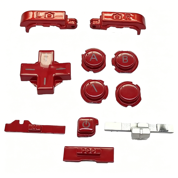GJX Custom for 3Ds Extra Buttons Color Full Set Replacement,For Old 3Ds Small Game Consoles,Abxy / D-Pad Direction / L R Shoulder / Power Home / Volume / 3D Switch Button 11 Pcs(Red)