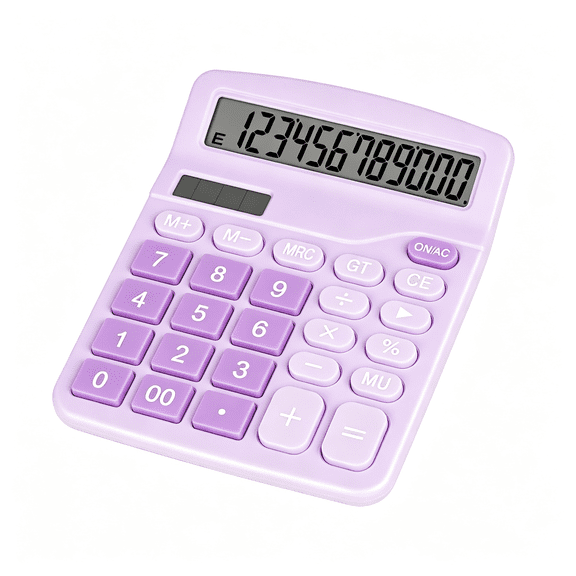 GJX Cute Purple Desktop Calculator with Big Buttons,Dual Power Source,Solar and Battery,Large Display Screen-Perfect for Office,Teachers,And Students (Purple)
