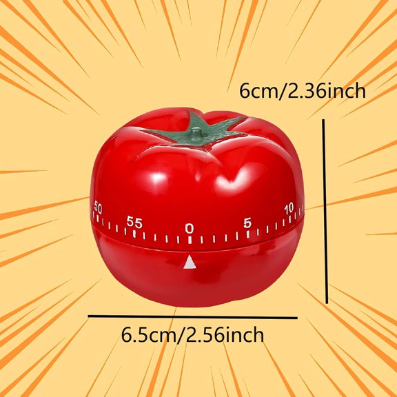 GJX Cute Tomato Shape Kitchen Cooking Timer Kitchen 360 Degree Rotating Craft Mechanical Wind Up 60 Minutes Timer