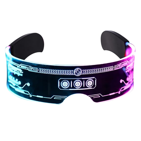 GJX Cyberpunk LED Glasses, 7 Color 12 Modes Flashing Light Up Eyewear, Glowing Neon Rave Accessories for Halloween, Club, Festival, Concert, Cosplay Party