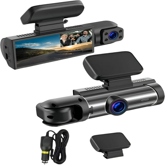 GJX Dash Cam, 4k Dash Cam Front and Rear and Inside, 1080p Night Vision Car Driving Recorder, 24h Parking Mode (Front+Inside)
