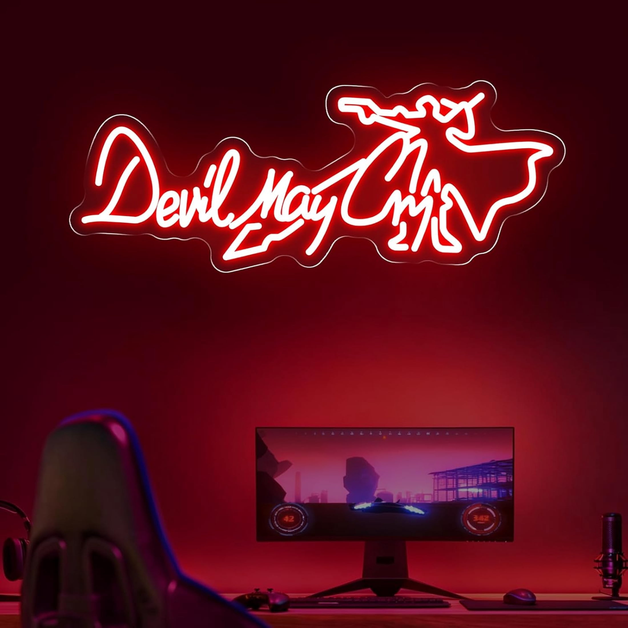 GJX Devil May Cry Neon Sign,Dmc Led Light,Game Wall Decor,Video Game ...