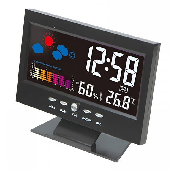 GJX Digital Alarm Clock with Temperature Humidity Monitor, LED Weather Display, 12/24H Snooze Sleep Timer, USB Powered Bedside Clock for Bedroom Office