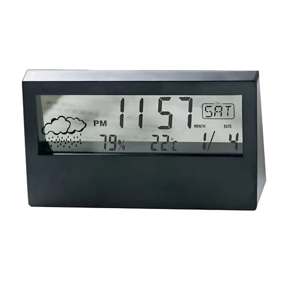GJX Digital Alarm Clock with Battery Backup, Auto Set Date & Moon Phase, Indoor Temp Humidity Monitor, 6-Level Dimmer, USB Charging Port