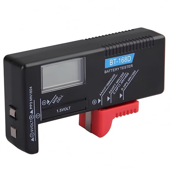 GJX Digital Battery Tester with LCD Display, Universal 9V AA AAA C D Button Cell Checker, Portable Plastic Battery Voltage Tester for Home and Office