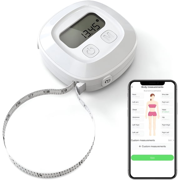 GJX Digital Body Tape Measure, 60in Body Measuring Tape, Bluetooth Measuring Tape for Body Measurements with App, Body Fat Measurement Device, Locking, Retractable